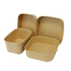 Eco-friendly Packaging Food Box Takeaway Biodegradable Disposable Kraft Paper Soup Cup Salad Bowl Paper Container