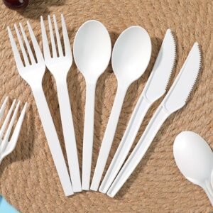 Disposable Cornstarch Biodegradable Cutlery 8 Inch Cornstarch Cutlery Flatware Knife Fork Spoon